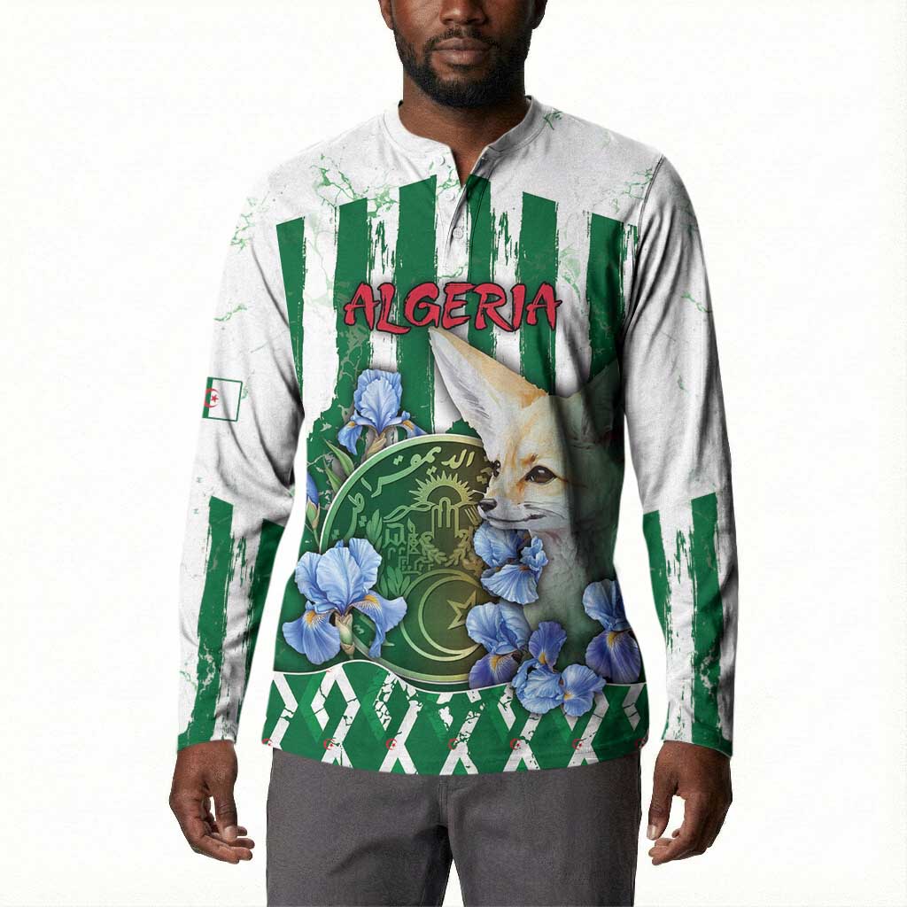 Personalized Algeria Button Sweatshirt Fennec And Iris Grunge Style