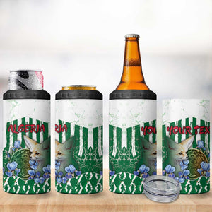Personalized Algeria 4 in 1 Can Cooler Tumbler Fennec And Iris Grunge Style - African Pride