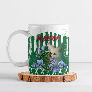Personalized Algeria Ceramic Mug Fennec And Iris Grunge Style - African Pride