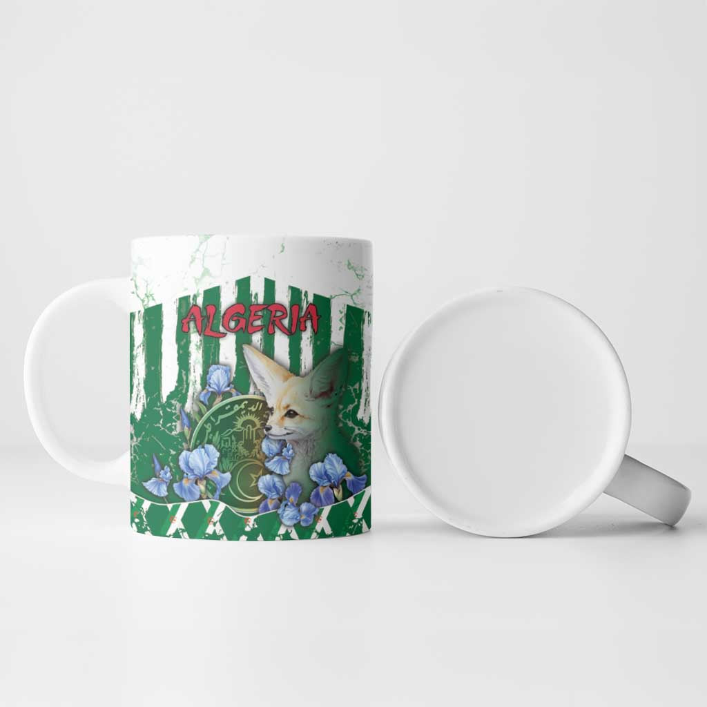 Personalized Algeria Ceramic Mug Fennec And Iris Grunge Style - African Pride