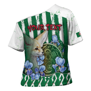 Personalized Algeria Cross Shoulder Shirt Fennec And Iris Grunge Style - African Pride