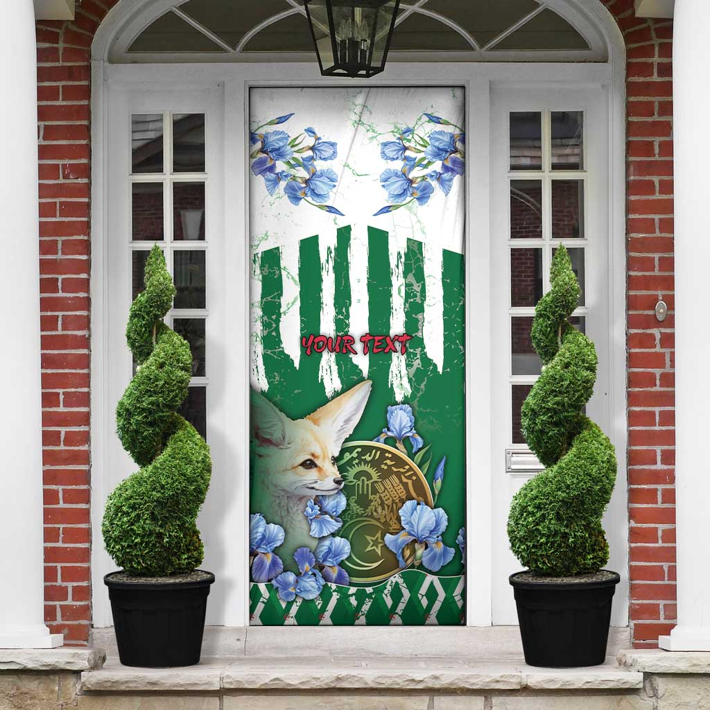 Personalized Algeria Door Cover Fennec And Iris Grunge Style - African Pride