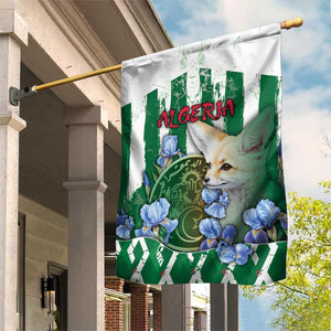 Algeria Garden Flag Fennec And Iris Grunge Style - African Pride