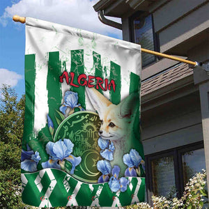 Algeria Garden Flag Fennec And Iris Grunge Style - African Pride