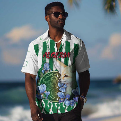 Personalized Algeria Hawaiian Shirt Fennec And Iris Grunge Style - African Pride