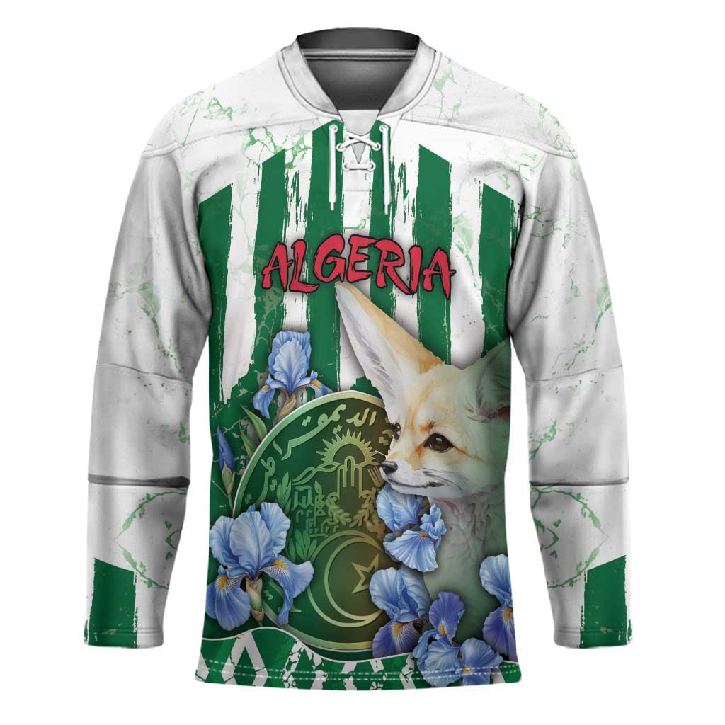 Personalized Algeria Hockey Jersey Fennec And Iris Grunge Style - African Pride