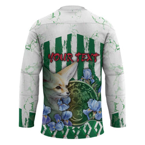 Personalized Algeria Hockey Jersey Fennec And Iris Grunge Style - African Pride