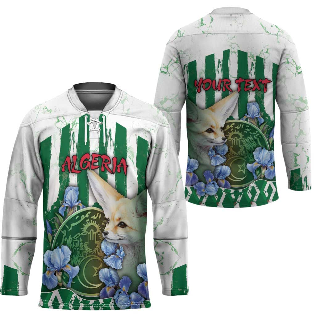 Personalized Algeria Hockey Jersey Fennec And Iris Grunge Style - African Pride