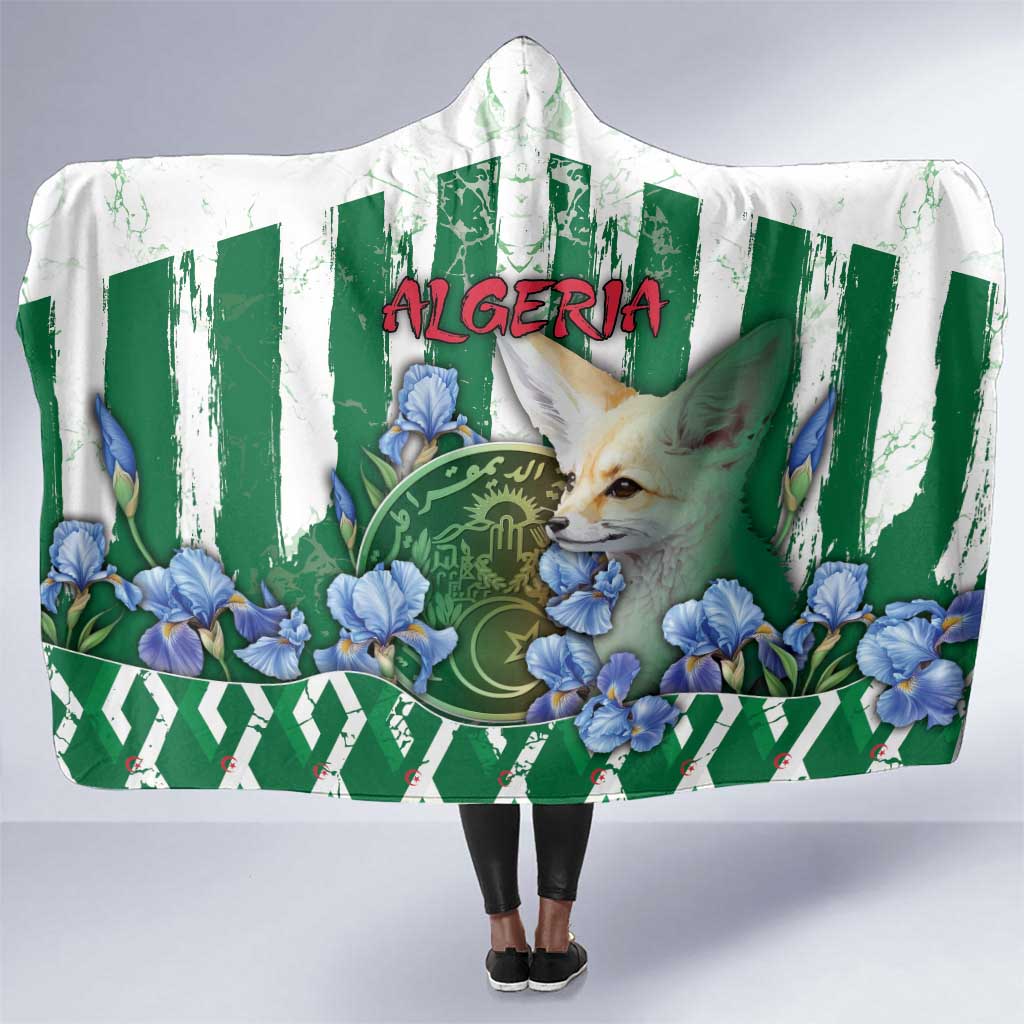Algeria Hooded Blanket Fennec And Iris Grunge Style - African Pride