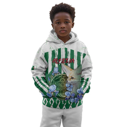 Personalized Algeria Kid Hoodie Fennec And Iris Grunge Style - African Pride