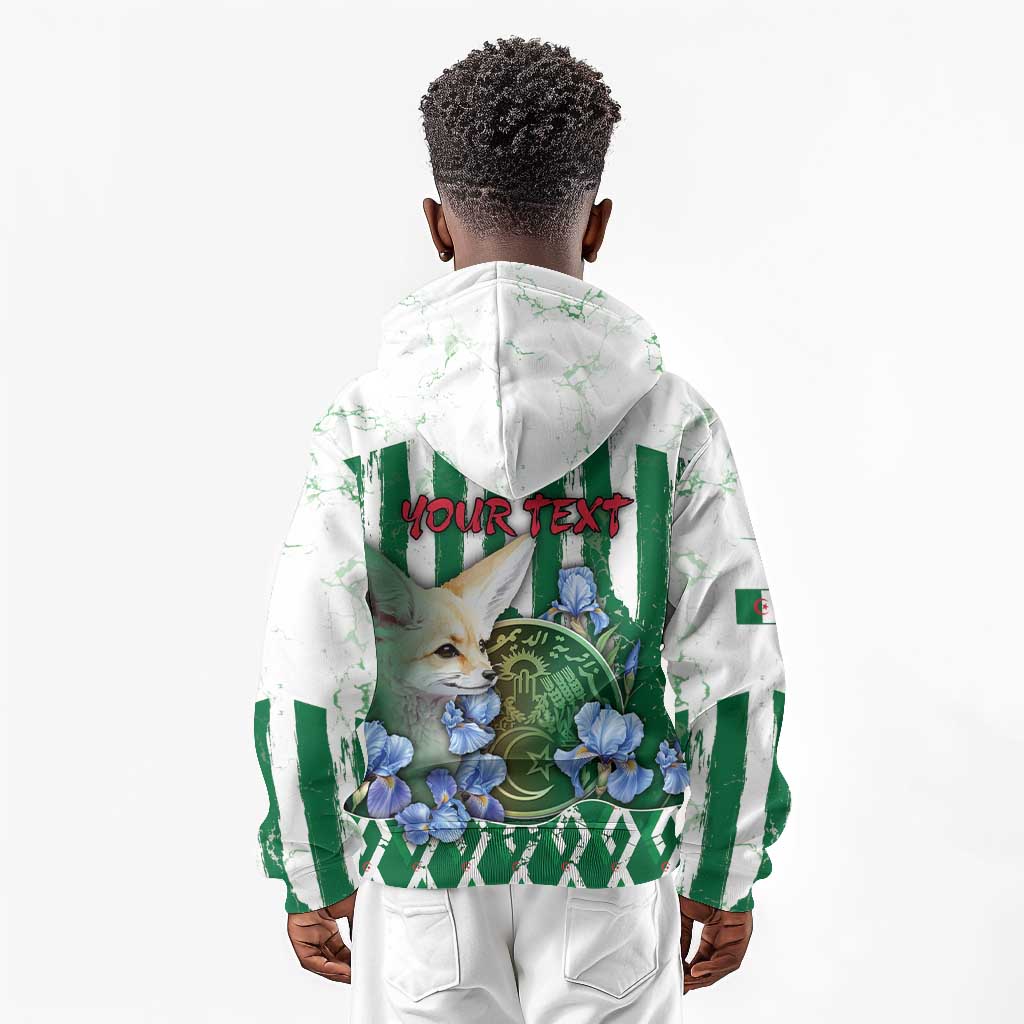 Personalized Algeria Kid Hoodie Fennec And Iris Grunge Style - African Pride