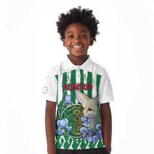 Personalized Algeria Kid Polo Shirt Fennec And Iris Grunge Style - African Pride