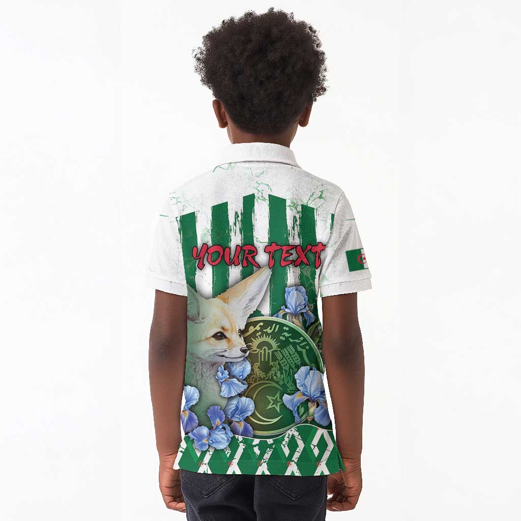 Personalized Algeria Kid Polo Shirt Fennec And Iris Grunge Style - African Pride