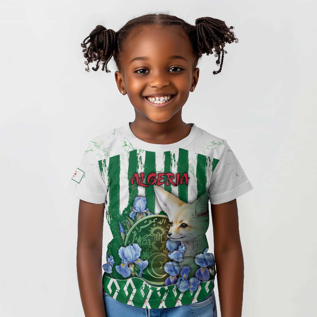 Personalized Algeria Kid T shirt Fennec And Iris Grunge Style - African Pride