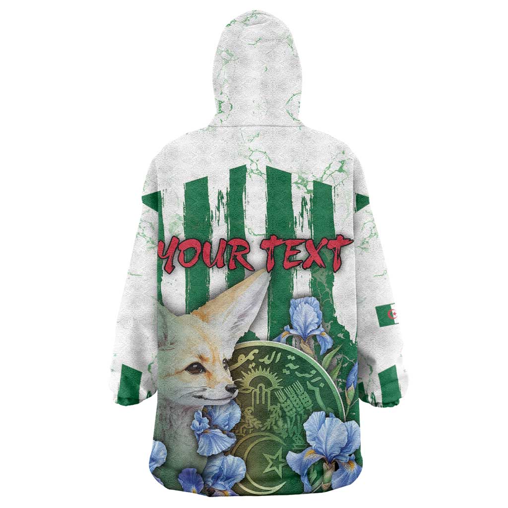 Personalized Algeria Kid Wearable Blanket Hoodie Fennec And Iris Grunge Style - African Pride