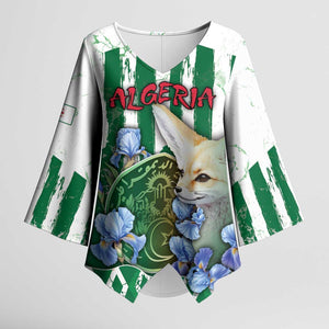 Personalized Algeria Kimono Sleeve Blouse Fennec And Iris Grunge Style - African Pride