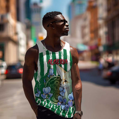 Personalized Algeria Men Tank Top Fennec And Iris Grunge Style - African Pride