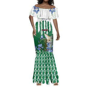 Personalized Algeria Mermaid Dress Fennec And Iris Grunge Style - African Pride