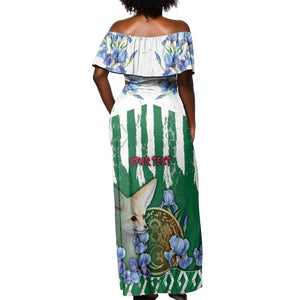 Personalized Algeria Off Shoulder Maxi Dress Fennec And Iris Grunge Style - African Pride