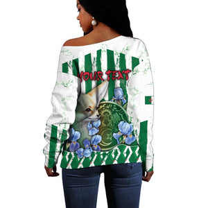 Personalized Algeria Off Shoulder Sweater Fennec And Iris Grunge Style - African Pride