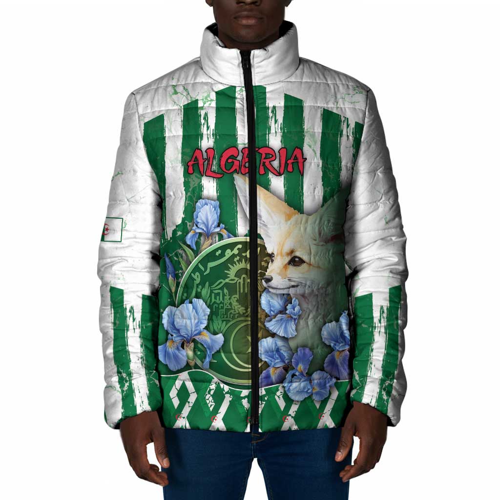 Personalized Algeria Padded Jacket Fennec And Iris Grunge Style - African Pride