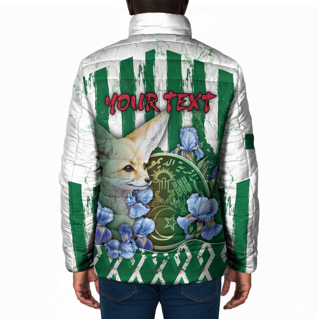 Personalized Algeria Padded Jacket Fennec And Iris Grunge Style - African Pride