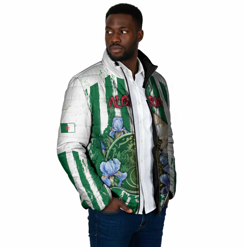 Personalized Algeria Padded Jacket Fennec And Iris Grunge Style - African Pride