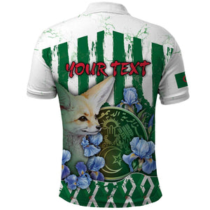 Personalized Algeria Polo Shirt Fennec And Iris Grunge Style - African Pride