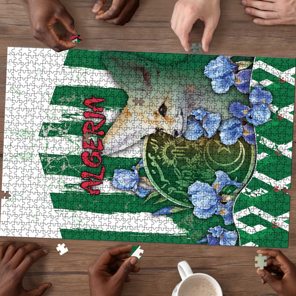 Algeria Puzzle Fennec And Iris Grunge Style - African Pride