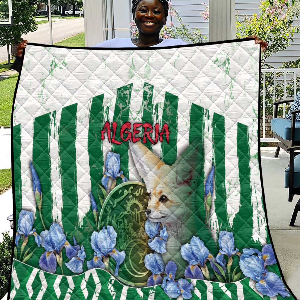 Algeria Quilt Fennec And Iris Grunge Style - African Pride