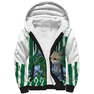 Personalized Algeria Sherpa Hoodie Fennec And Iris Grunge Style - African Pride