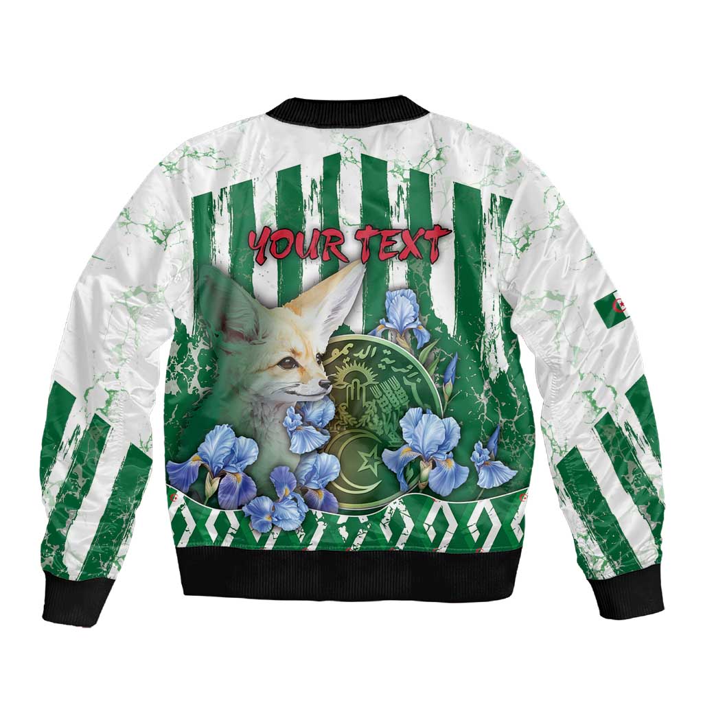 Personalized Algeria Sleeve Zip Bomber Jacket Fennec And Iris Grunge Style - African Pride