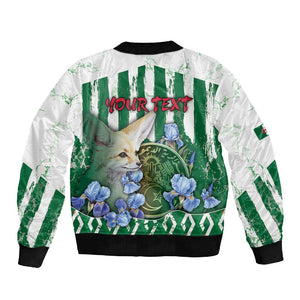 Personalized Algeria Sleeve Zip Bomber Jacket Fennec And Iris Grunge Style - African Pride