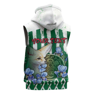Personalized Algeria Sleeveless Hoodie Fennec And Iris Grunge Style - African Pride