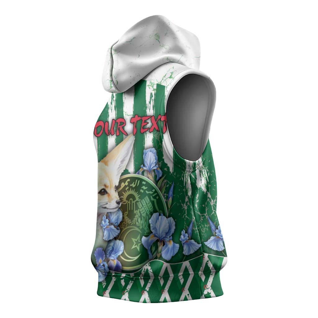 Personalized Algeria Sleeveless Hoodie Fennec And Iris Grunge Style - African Pride