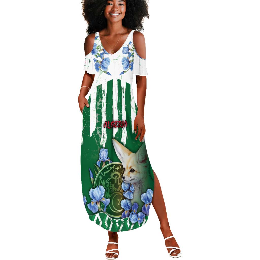 Personalized Algeria Summer Maxi Dress Fennec And Iris Grunge Style - African Pride