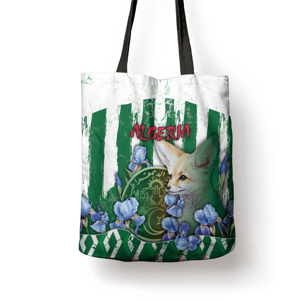 Algeria Tote Bag Fennec And Iris Grunge Style - African Pride