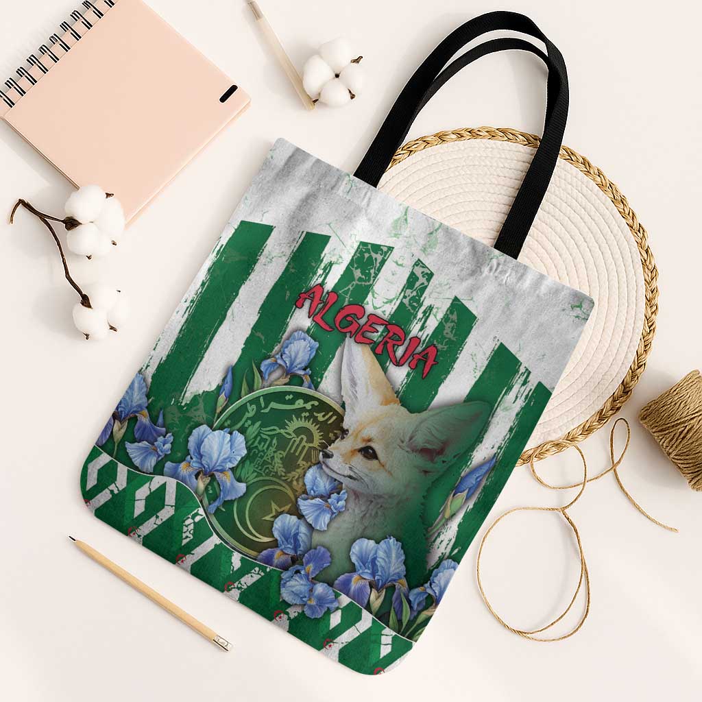 Algeria Tote Bag Fennec And Iris Grunge Style - African Pride