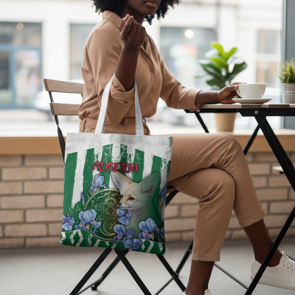 Algeria Tote Bag Fennec And Iris Grunge Style - African Pride