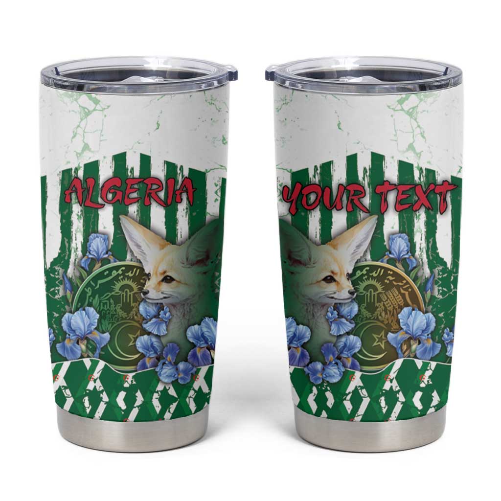 Personalized Algeria Tumbler Cup Fennec And Iris Grunge Style - African Pride