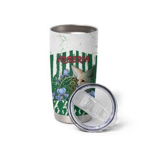 Personalized Algeria Tumbler Cup Fennec And Iris Grunge Style - African Pride