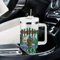 Personalized Algeria Tumbler With Handle Fennec And Iris Grunge Style - African Pride