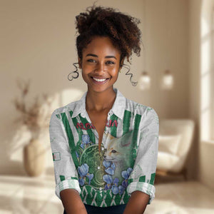 Personalized Algeria Women Casual Shirt Fennec And Iris Grunge Style - African Pride