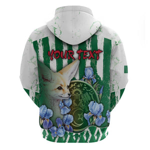 Personalized Algeria Zip Hoodie Fennec And Iris Grunge Style - African Pride