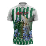 Personalized Algeria Zipper Polo Shirt Fennec And Iris Grunge Style - African Pride