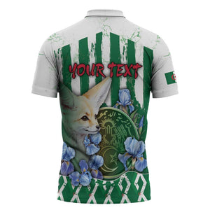 Personalized Algeria Zipper Polo Shirt Fennec And Iris Grunge Style - African Pride