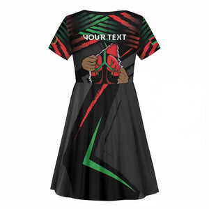 Personalized Libya In My Veins Kid Short Sleeve Dress - African Pride