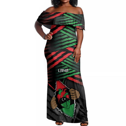 Personalized Libya In My Veins Off Shoulder Maxi Dress - African Pride