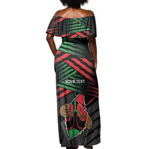 Personalized Libya In My Veins Off Shoulder Maxi Dress - African Pride