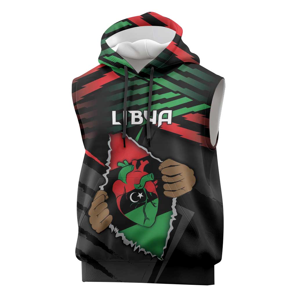 Personalized Libya In My Veins Sleeveless Hoodie - African Pride